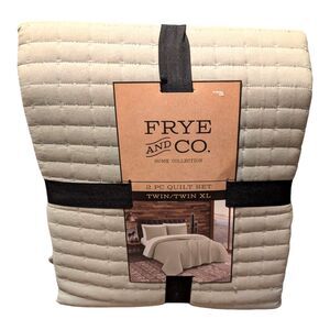 Frye & Co. 2 Piece Quilt Set Twin Blanket Jade Green Channel Stitched NEW